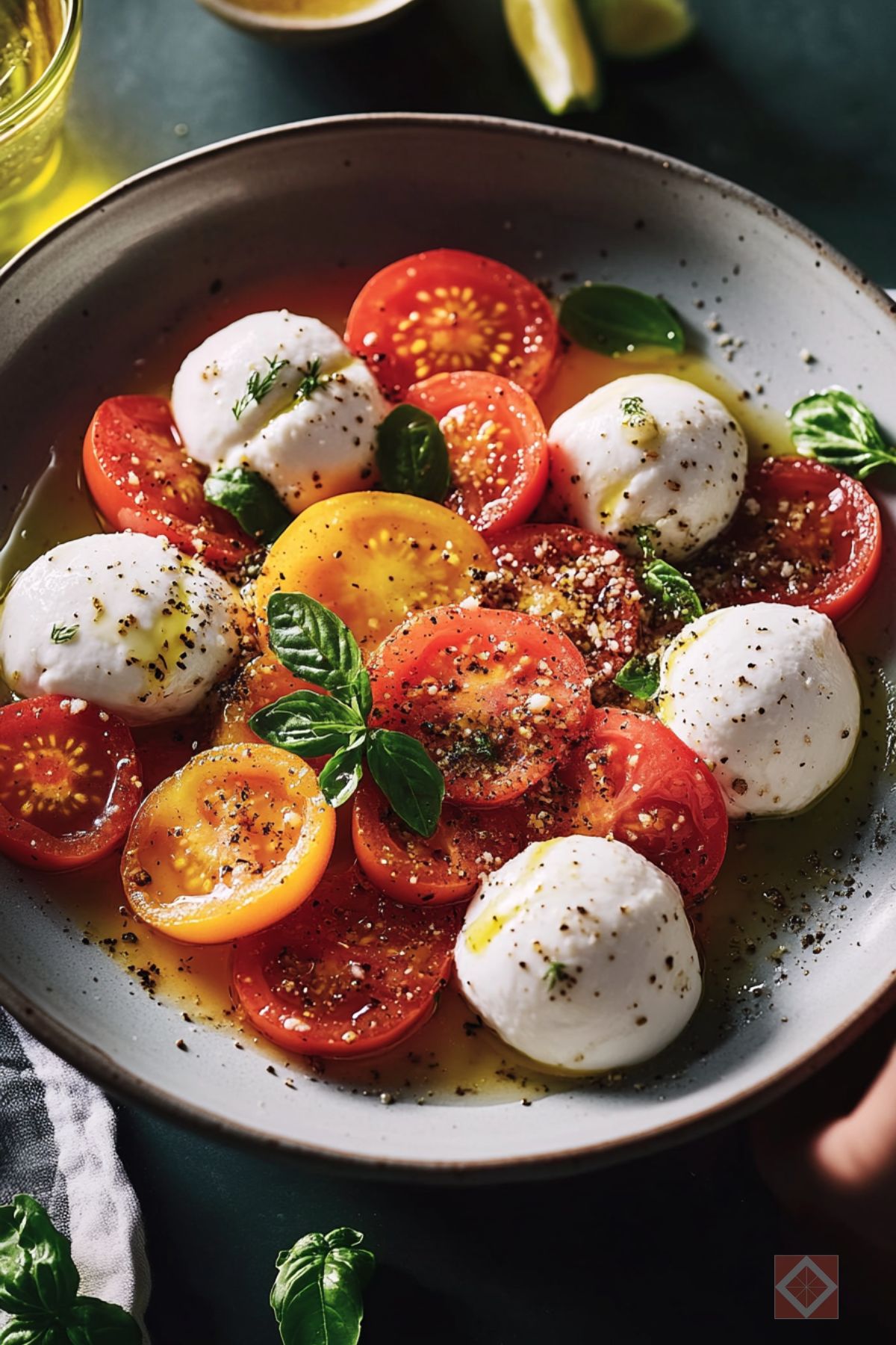 This 5-Minute Tomato Trick Makes Burrata Salad Taste Like Magic - Tomato Burrata Salad pin 3 midia