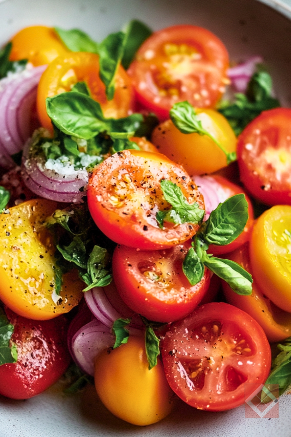 The Best Tomato Salad Recipe for Dinner - Tomato Salad pin 1 midia