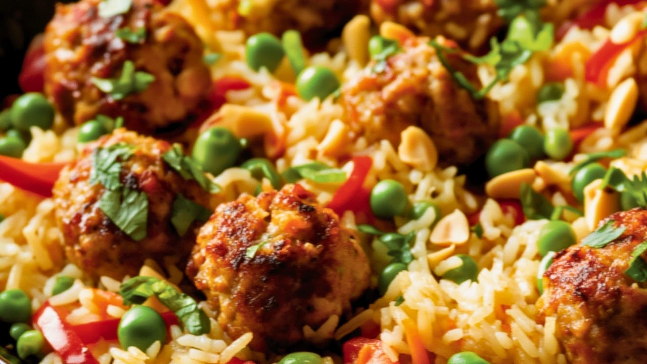 Simple Turkey Meatballs with Coconut Rice One-Pot Recipe Meal Idea - Turkey Meatballs with Coconut Rice midia