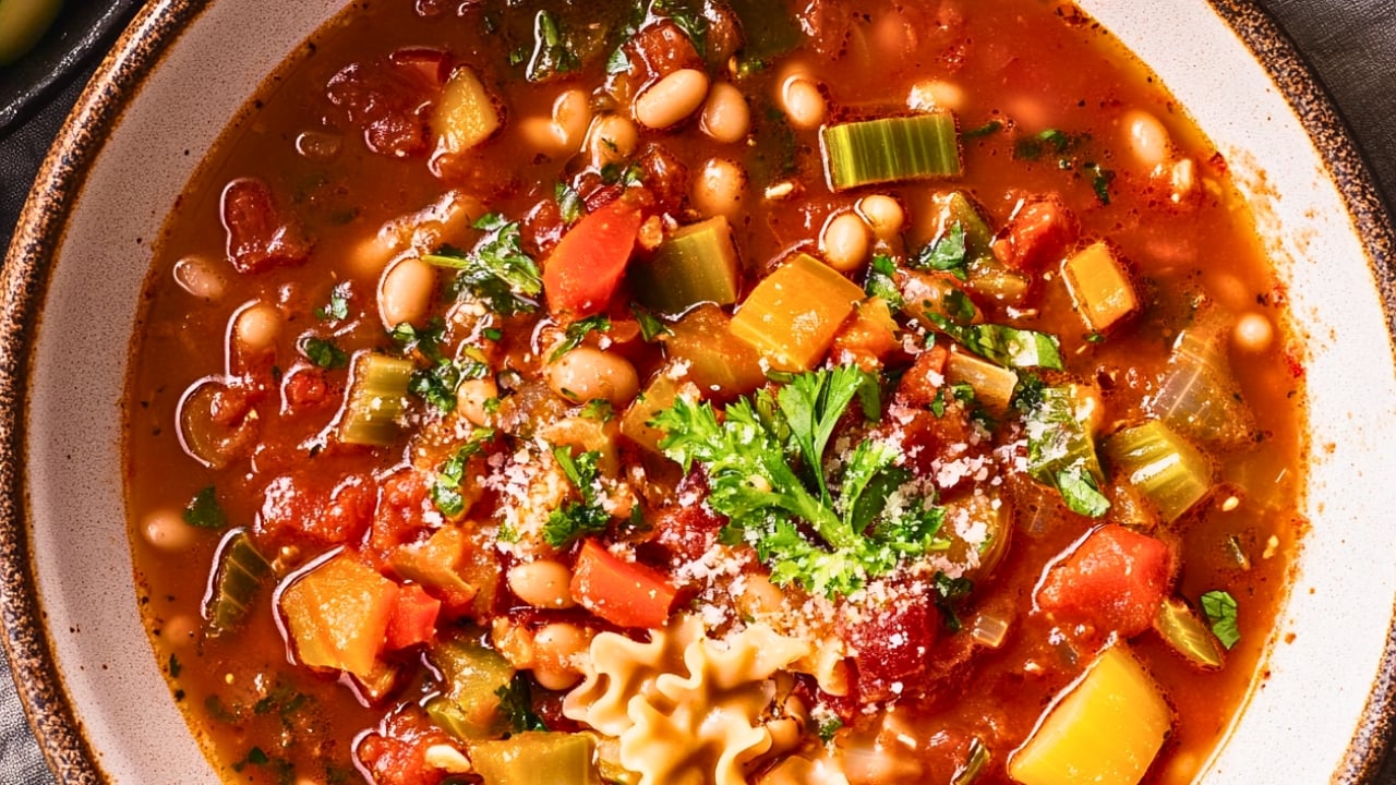 Fight Inflammation with This Flavorful Vegan Soup Recipe - Vegan Minestrone with Herb Oil midia