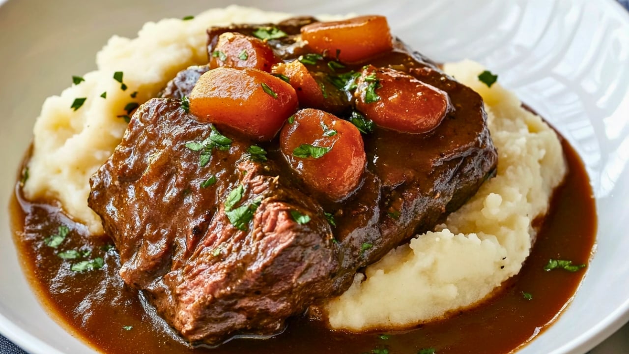 Best Braised Steaks with Garlicky Smashed Potatoes - Best Braised Steaks with Garlicky Smashed Potatoes One Pot midia