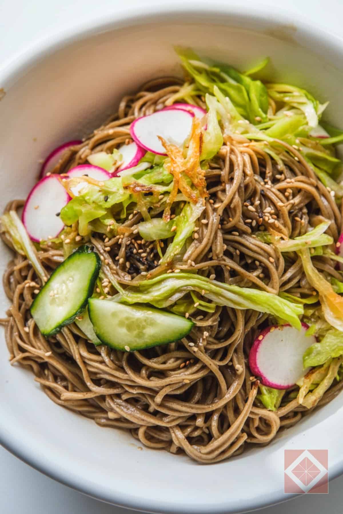 Refreshing Chilled Soba Noodles with Cucumbers & Radishes One-Pot Recipe - Chilled Soba Noodles with Cucumbers Radishes pin 1 midia