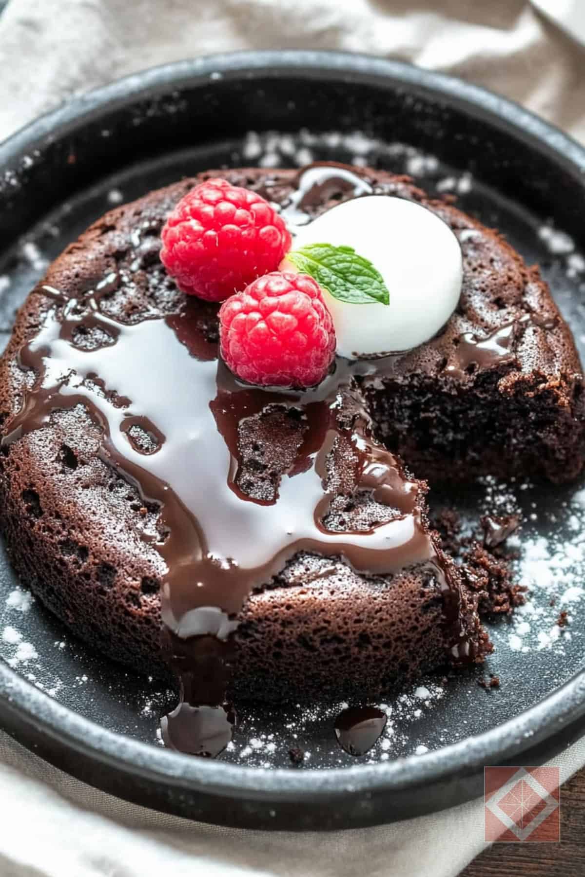 Chocolate Lava Cake for Two One-Pot Recipe Made Simple - Chocolate Lava Cake pin 1 midia