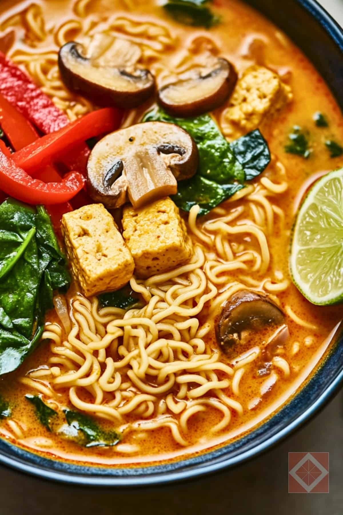 Bold & Flavorful 15 Min Coconut Curry Ramen Made Easy - Coconut Curry Ramen Veggie Noodle Soup pin 2 midia 1