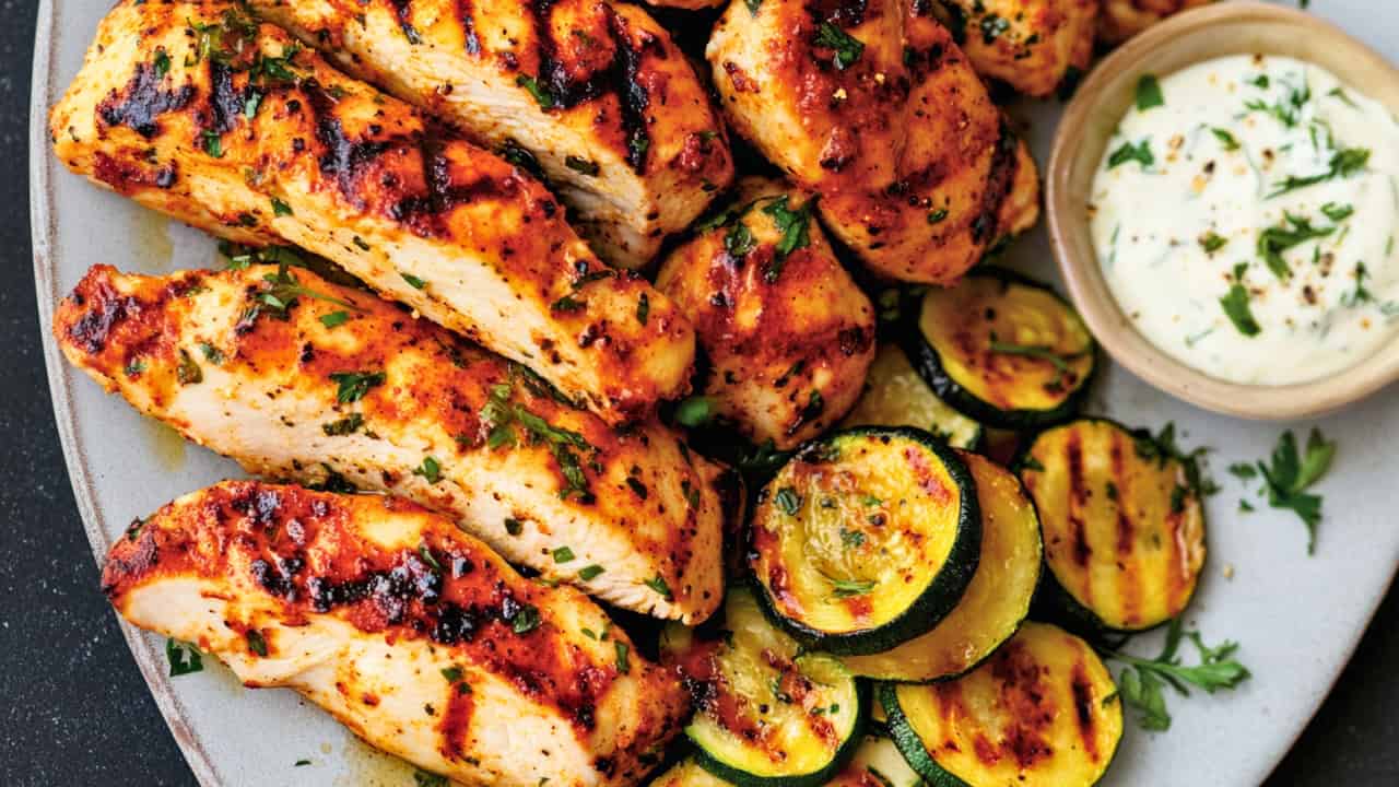 12 Quick Dinner Ideas You Can Make in 15 Minutes - Grilled Lemon Harissa Chicken Zucchini midia