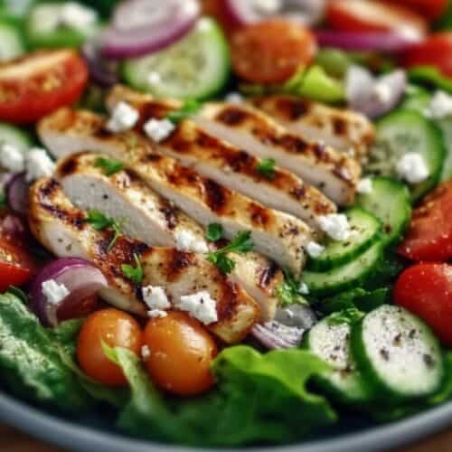 Mediterranean Greek Salad with Grilled Chicken & Feta