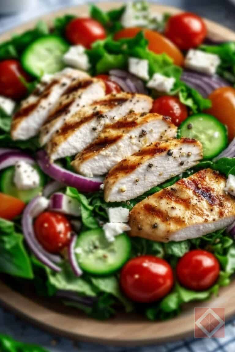Mediterranean Greek Salad with Grilled Chicken & Feta