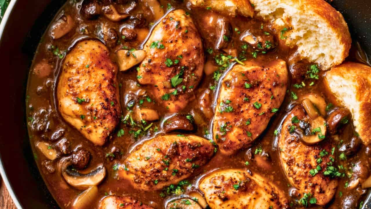 30 Min Balsamic Mushroom Chicken Recipe in One Pan - One Skillet Balsamic Mushroom Braised Chicken midia