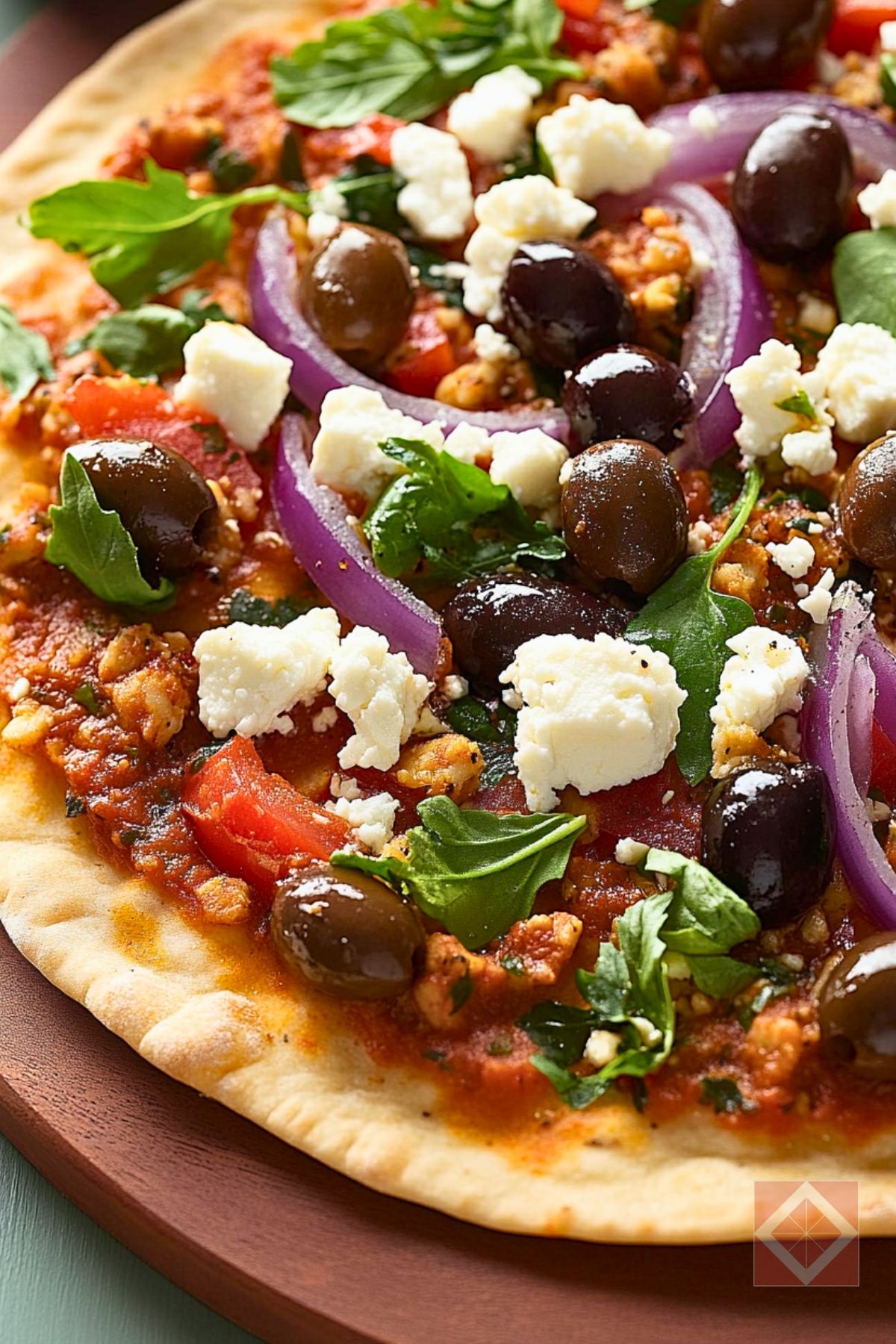 Feta & Olive Pita Pizza That's DASH Diet Approved - Pita Pizza with Olives Feta and Red Onion pin 1 midia