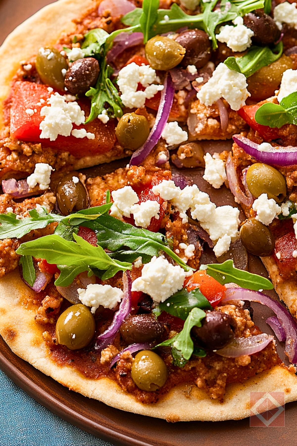 Feta & Olive Pita Pizza That's DASH Diet Approved - Pita Pizza with Olives Feta and Red Onion pin 2 midia