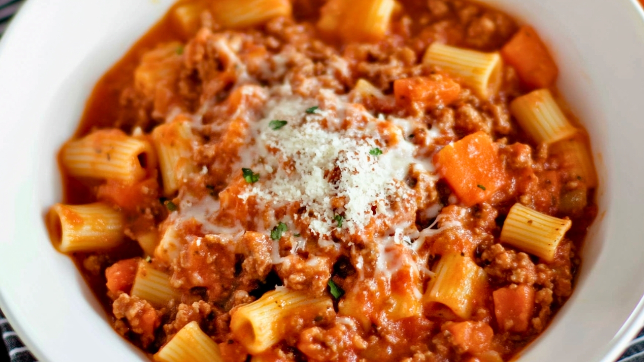 Easy Instant Pot Pasta Recipe: Creamy Rigatoni Bolognese - Rigatoni Bolognese midia