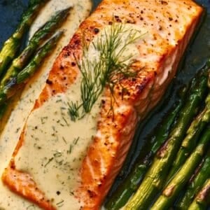 The Best Easy Salmon & Asparagus Recipe in Just 15 Mins - Roasted Salmon Asparagus with Dilly Sauce midia