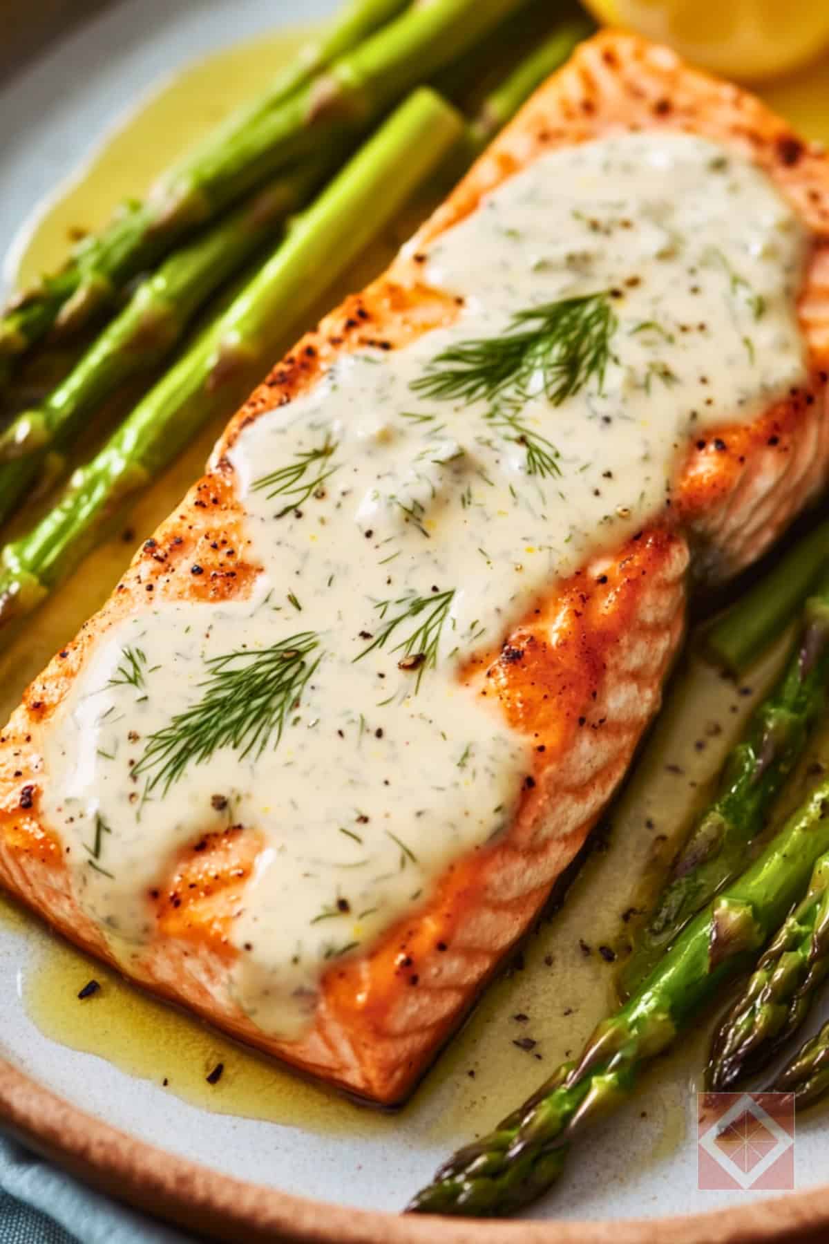 The Best Easy Salmon & Asparagus Recipe in Just 15 Mins - Roasted Salmon Asparagus with Dilly Sauce pin 2 midia 2