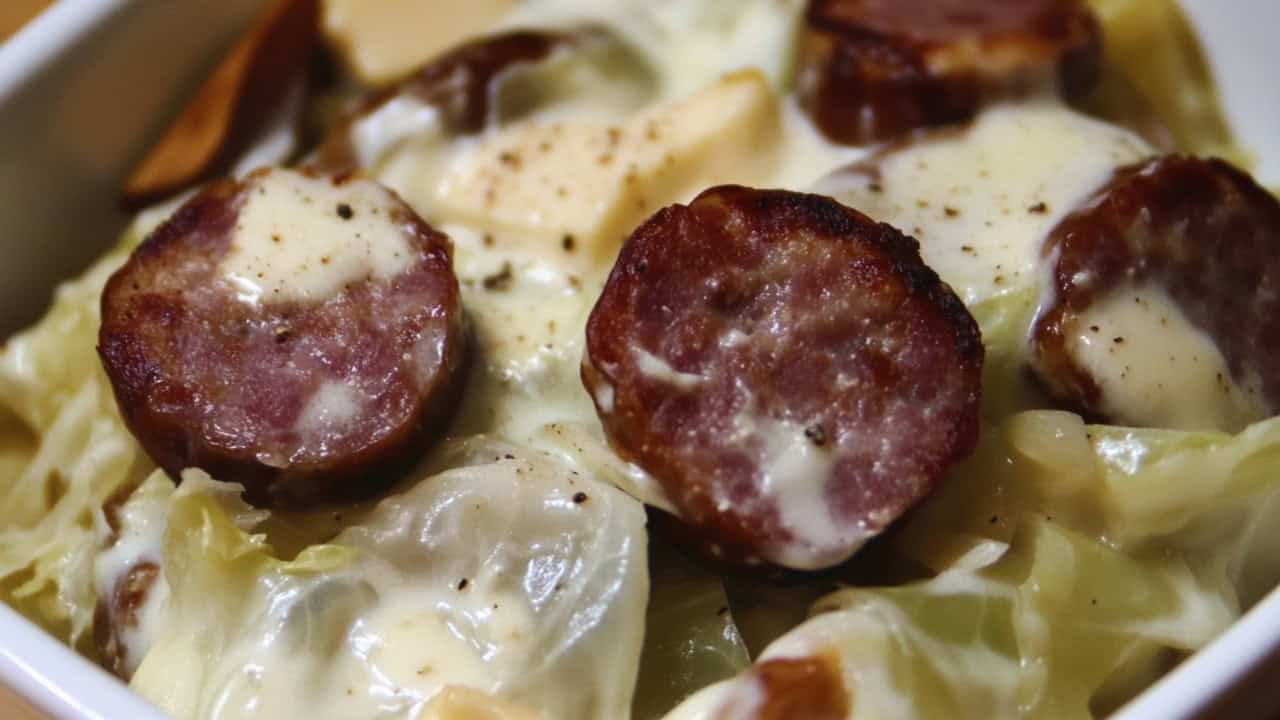 This Sausage Cabbage Alfredo Is Perfect for Those on Keto Diet - Sausage Cabbage Alfredo midia