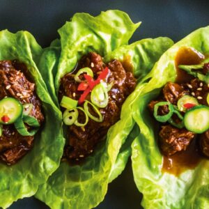 Easy Shredded Beef Lettuce Wraps with Pickled Cucumber & Bean Sprouts - Shredded Beef Lettuce Wraps with Pickled Cucumber and Bean Sprouts One Pot midia