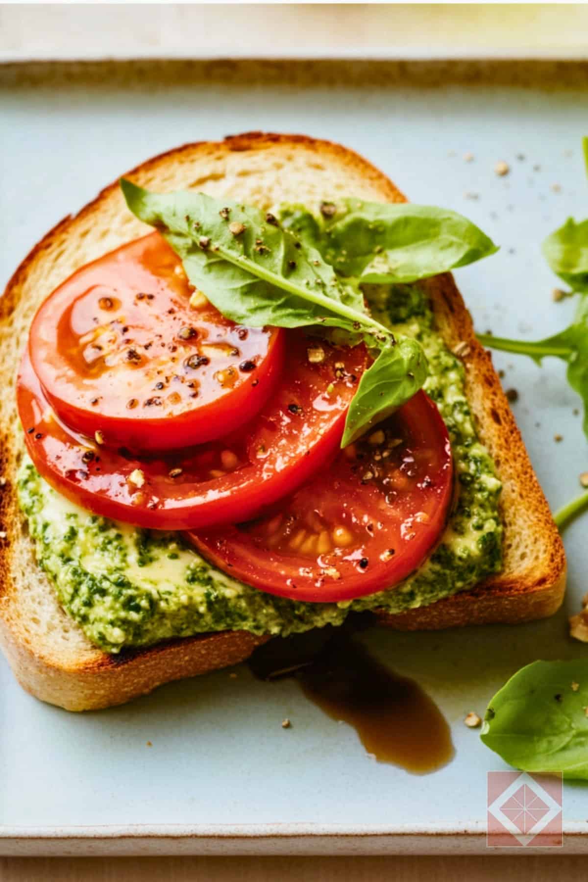 Sourdough Heirloom Tomato Sandwich with Vegan Pesto - Sourdough Heirloom Tomato Sandwich with Vegan Pesto pin 1 midia
