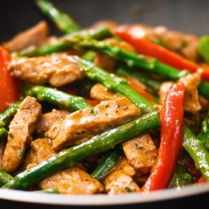 Best Stir-Fried Pork, Asparagus & Red Bell Pepper with Gingery Oyster Sauce For Two One-Pot Recipe - Stir Fried Pork Asparagus and Red Bell Pepper with Gingery Oyster Sauce midia