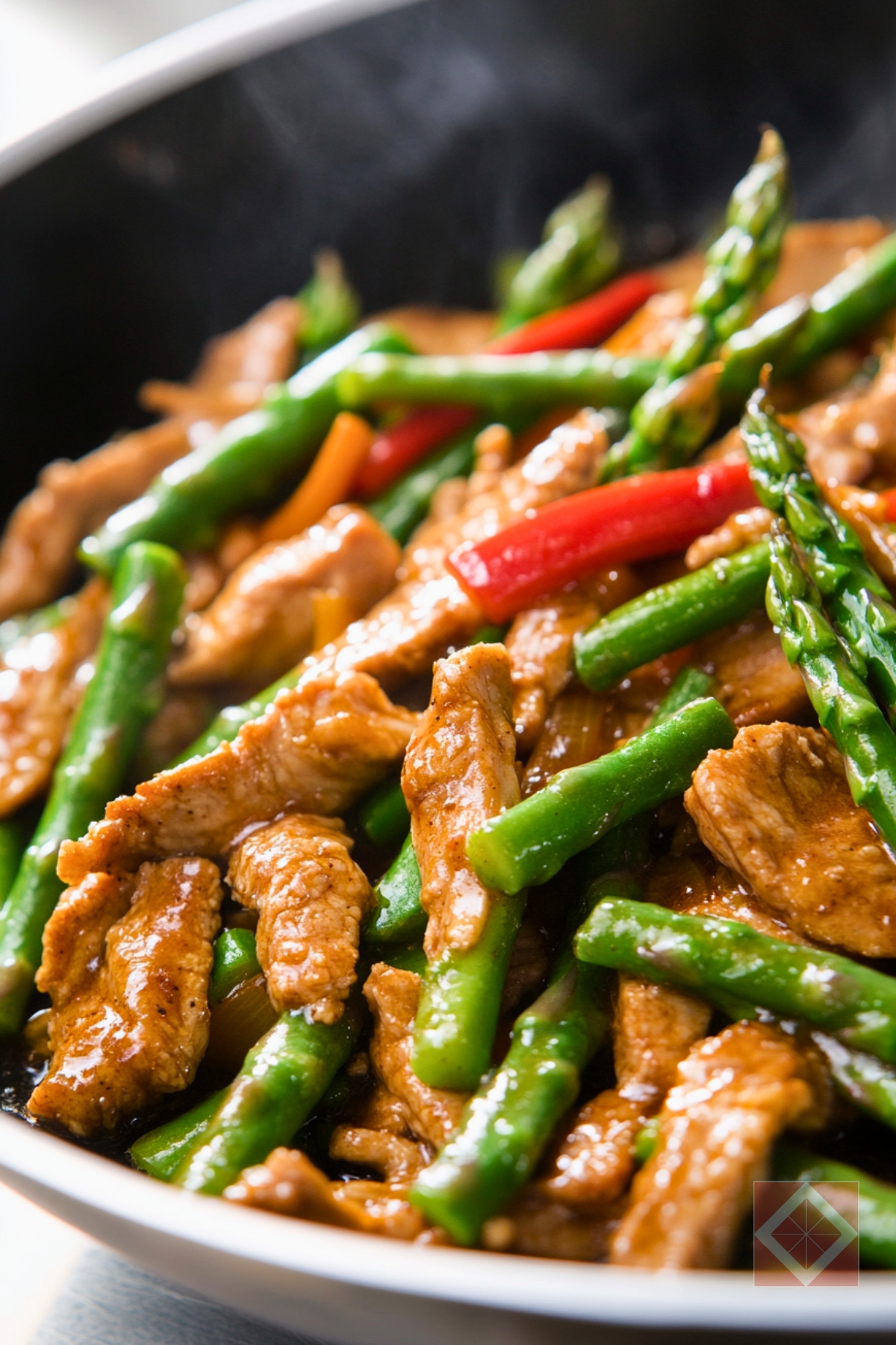 Best Stir-Fried Pork, Asparagus & Red Bell Pepper with Gingery Oyster Sauce For Two One-Pot Recipe - Stir Fried Pork Asparagus and Red Bell Pepper with Gingery Oyster Sauce pin 1 midia