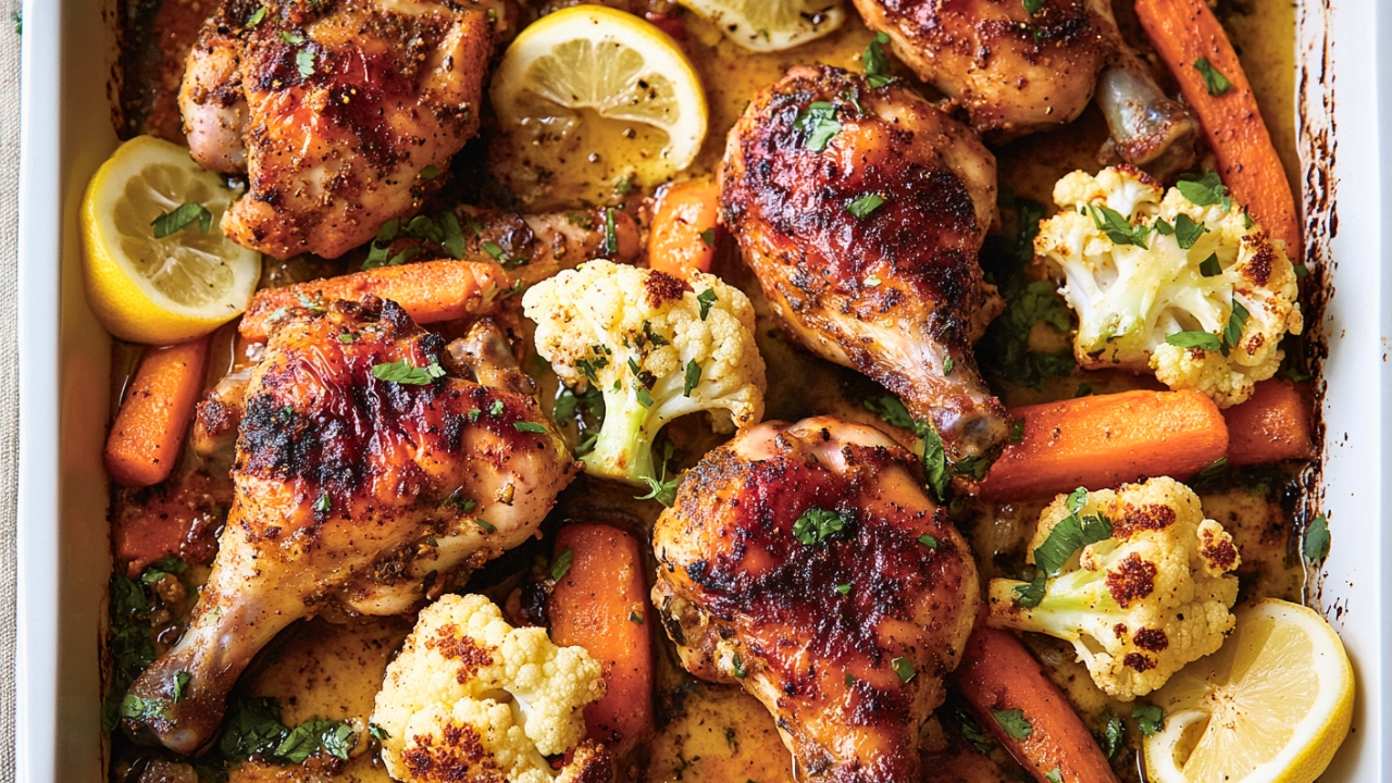 Sumac Chicken with Roasted Veggies for DASH Diet - Sumac Chicken with Cauliflower and Carrots midia
