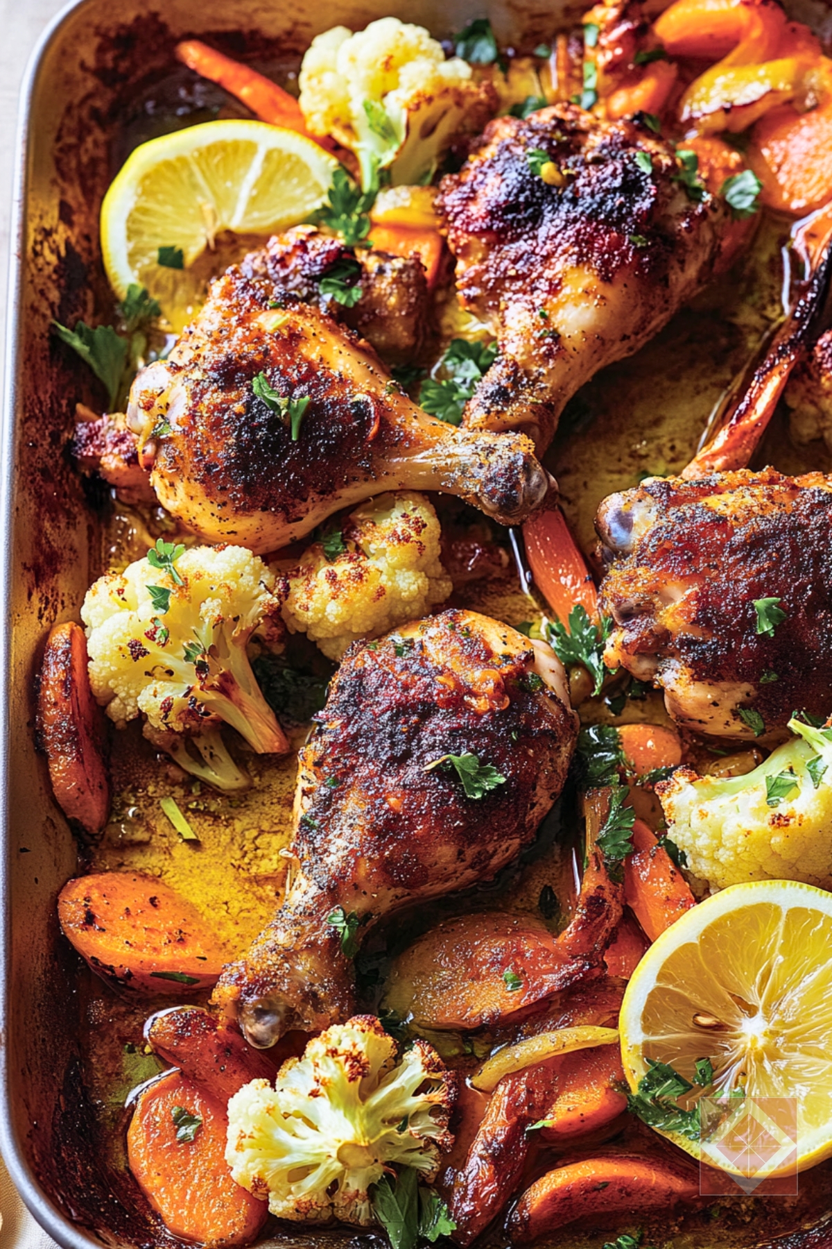 Sumac Chicken with Roasted Veggies for DASH Diet - Sumac Chicken with Cauliflower and Carrots pin 1 midia