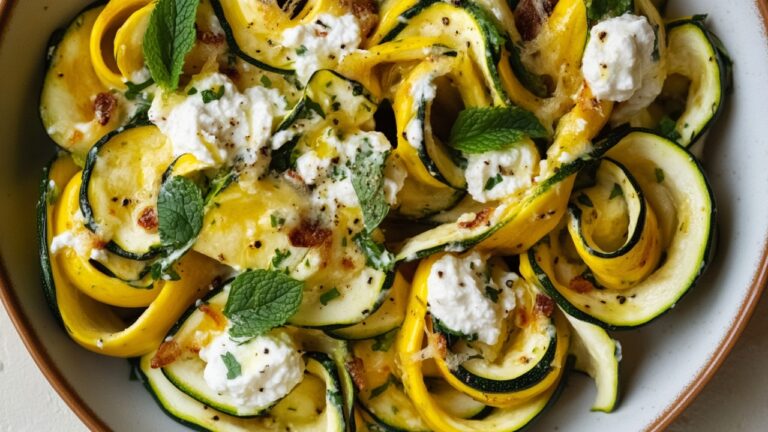 DASH Diet-Friendly Summer Squash Ribbons with Ricotta
