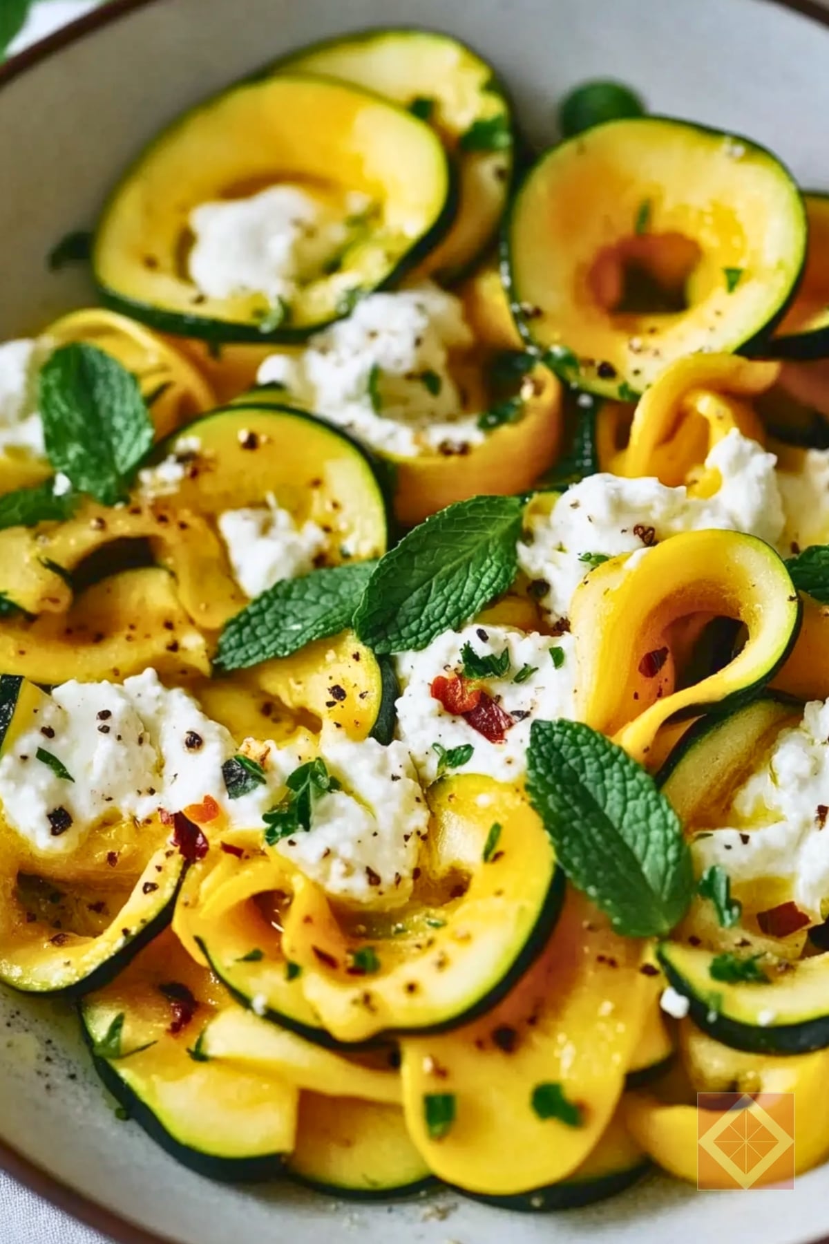 DASH Diet-Friendly Summer Squash Ribbons with Ricotta