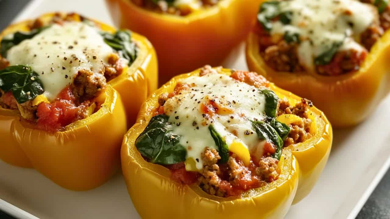 Easy Stuffed Peppers with Turkey & Spinach Filling - Turkey Spinach Stuffed Bell Peppers midia