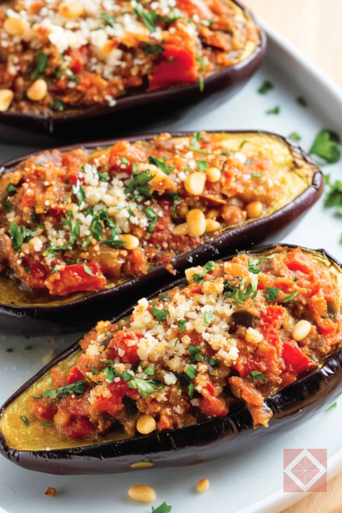 Easy Vegetarian Stuffed Spiced Eggplants One-Pot Slow Cooker Recipe to Try - Vegetarian Stuffed Spiced Eggplants pin 2 midia