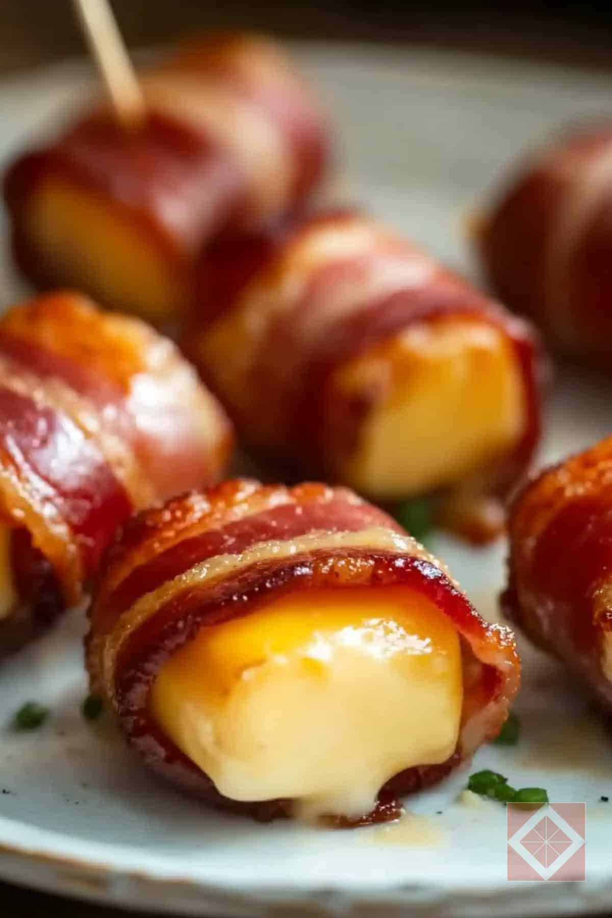Bacon-Wrapped Cheese Bites Air Fryer Recipe for Appetizers - Bacon Wrapped Cheese Bites pin 1 midia