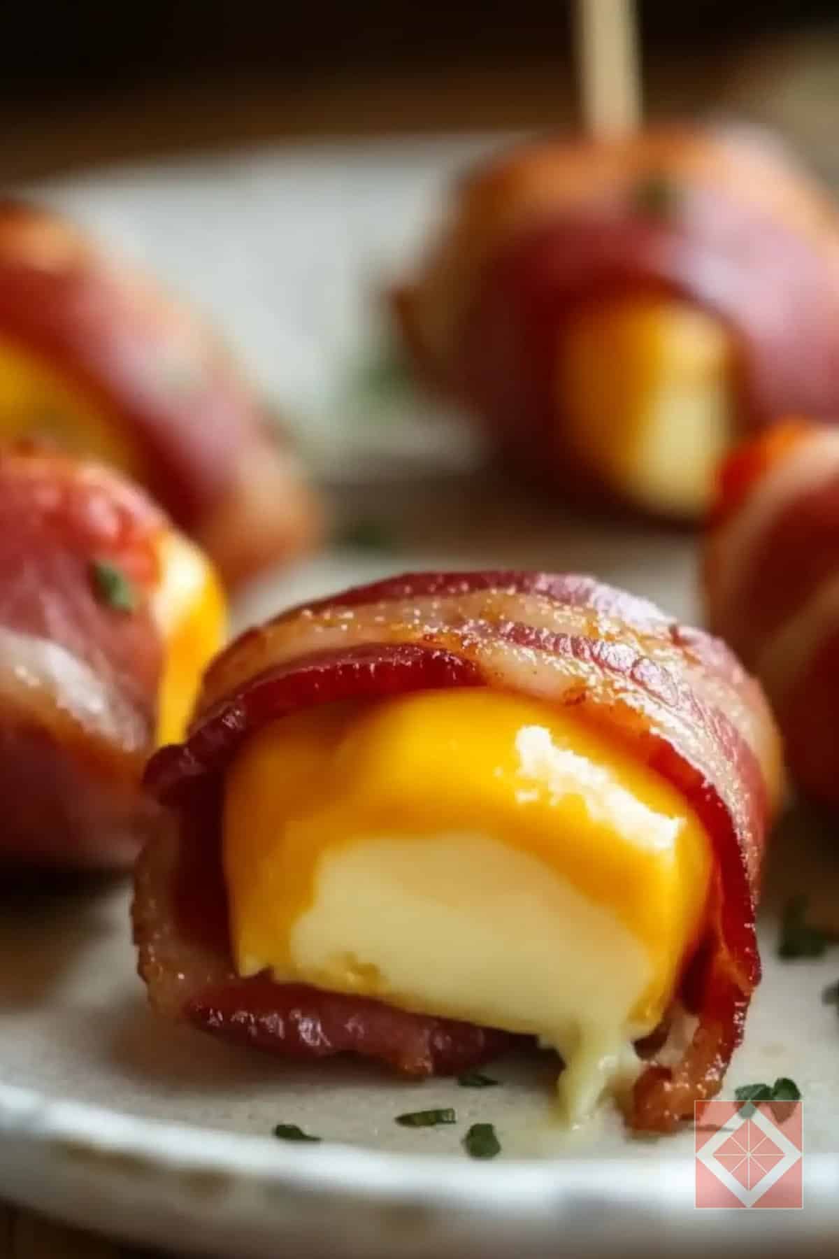 Bacon-Wrapped Cheese Bites Air Fryer Recipe for Appetizers - Bacon Wrapped Cheese Bites pin 2 midia