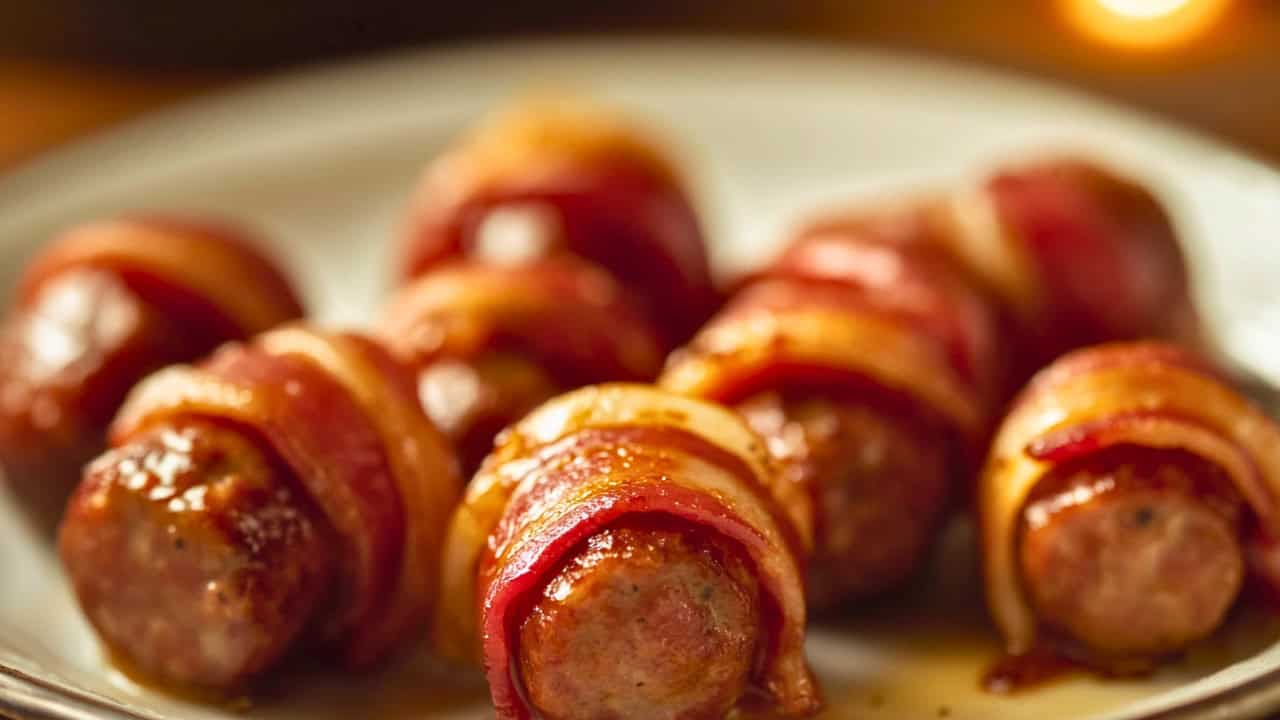 Bacon-Wrapped Sausage Bites: Carnivore Air Fryer Recipe for Easy Snacking - Bacon Wrapped Sausage Bites midia