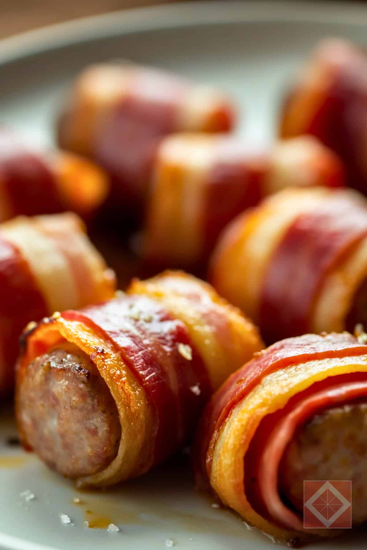 Bacon-Wrapped Sausage Bites: Carnivore Air Fryer Recipe for Easy Snacking - Bacon Wrapped Sausage Bites pin 1 midia