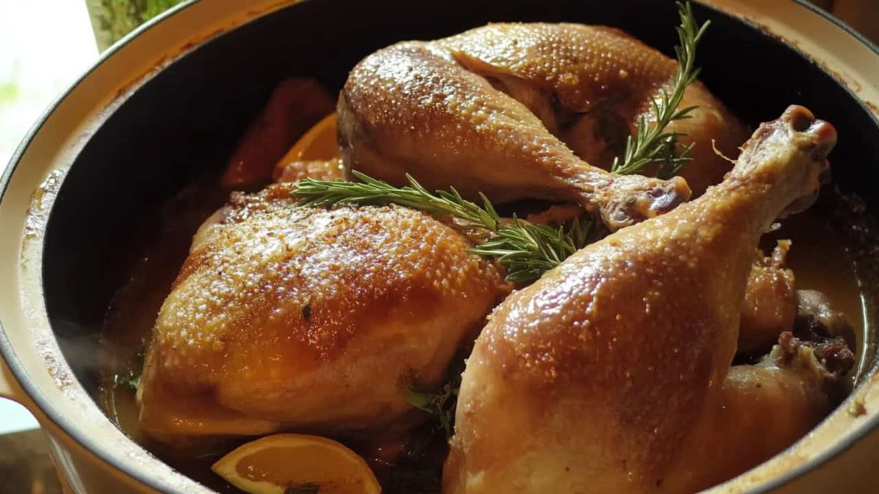 Carnivore-Style Braised Guinea Fowl with Bacon and Herbs - Braised Guinea Fowl midia