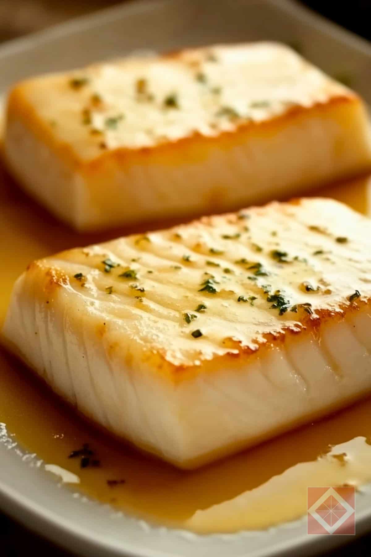 Perfect Butter-Basted Halibut Steaks Air Fryer Carnivore Recipe Made Easy - Butter Basted Halibut Steaks pin 1 midia