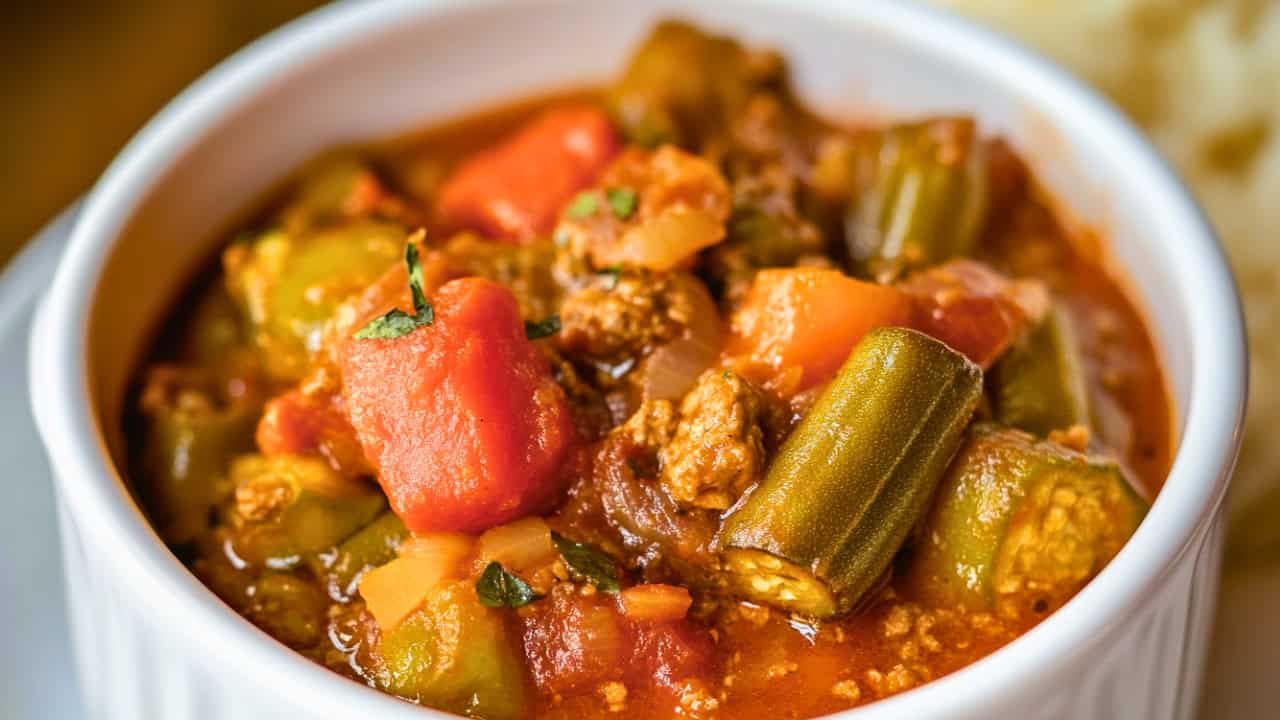 Slow-Cooked Soul Food Okra & Tomatoes with Spice - Slow Cooked Soul Food Okra Tomatoes with Spice midia