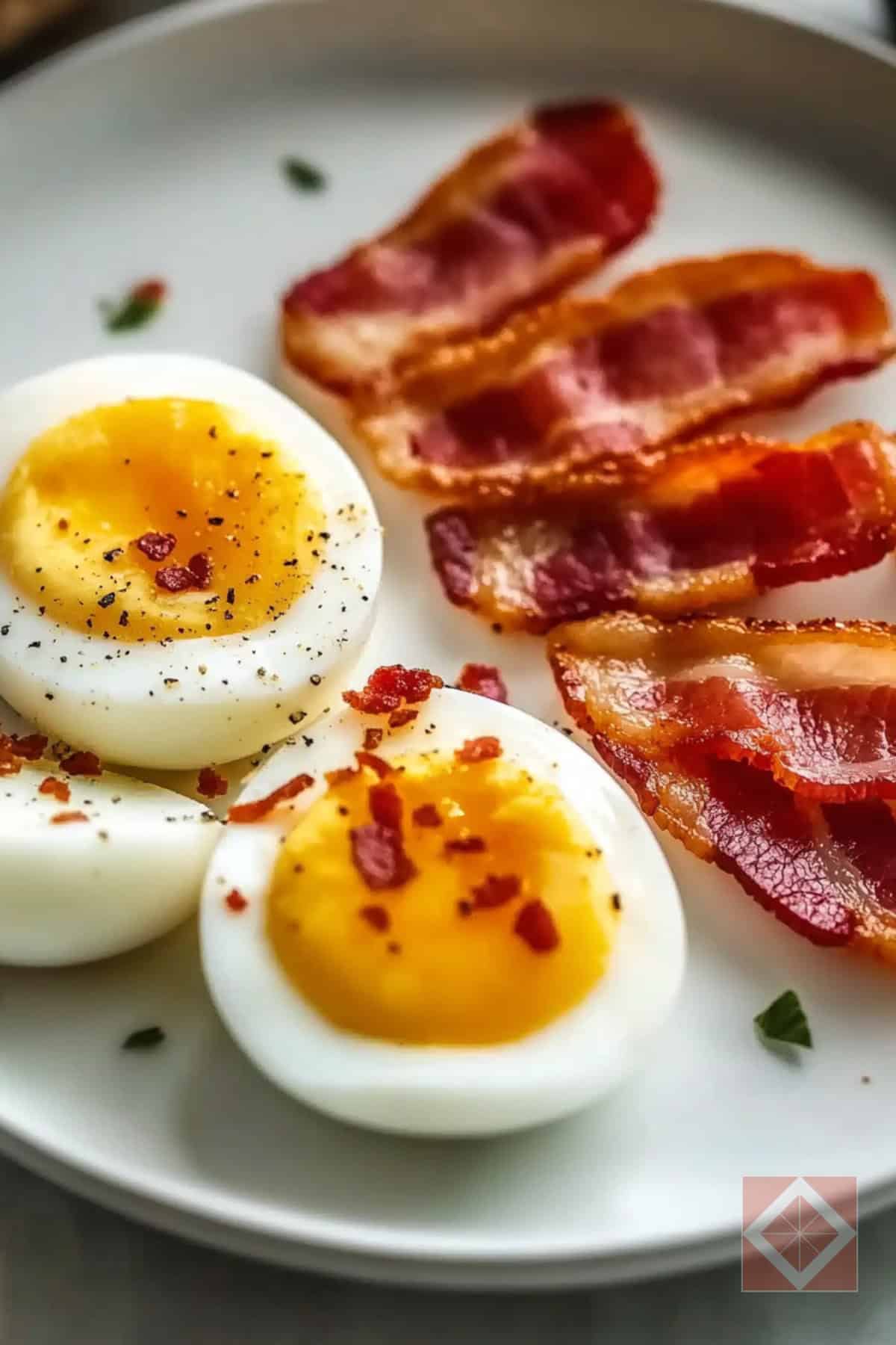 Soft-Boiled Eggs with Bacon Air Fryer Recipe for Low-Carb Eating - Soft Boiled Eggs with Bacon Air Fryer pin 1 midia