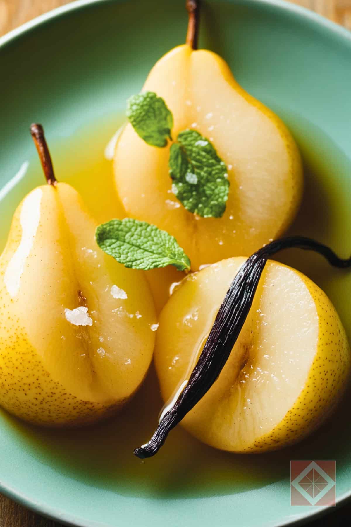 White Wine-Poached Pears for Two One-Pot Recipe for a Light Dessert - Wine Poached Pears pin 1 midia