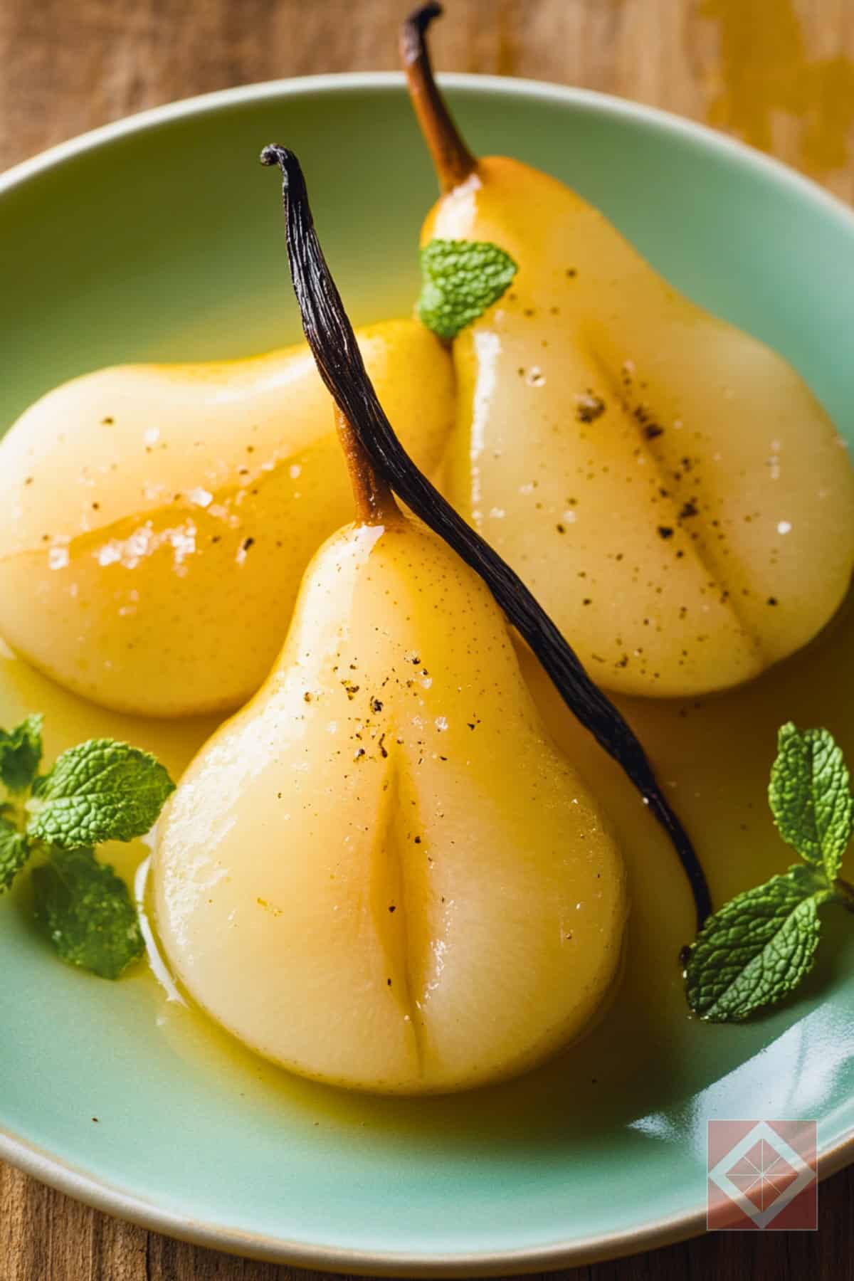 White Wine-Poached Pears for Two One-Pot Recipe for a Light Dessert - Wine Poached Pears pin 2 midia