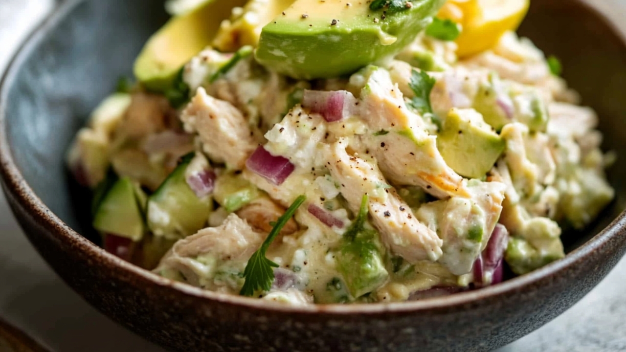 My Go-To Bowl Avocado Chicken Salad with Cottage Cheese Recipe - Avocado Chicken Salad with Cottage Cheese midia