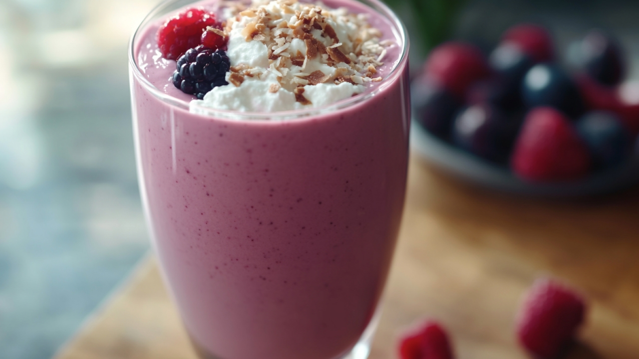 Try Berry-Coconut Smoothie Cottage Cheese Recipe for a Healthy Start - Berry Coconut Smoothie midia