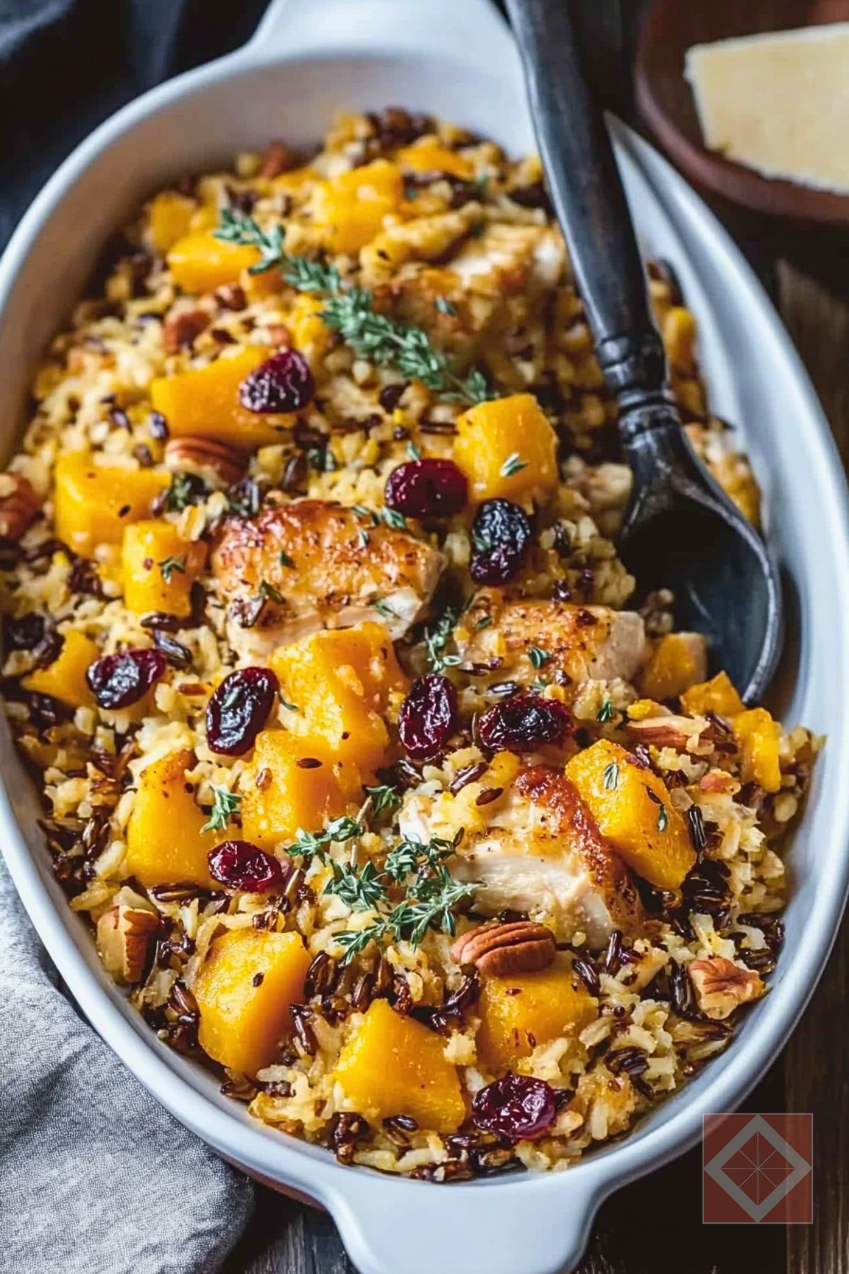 Butternut Squash, Chicken & Wild Rice Casserole That Hits the Cozy + Healthy Sweet Spot - Butternut Squash Chicken Wild Rice Casserole pin 2 midia