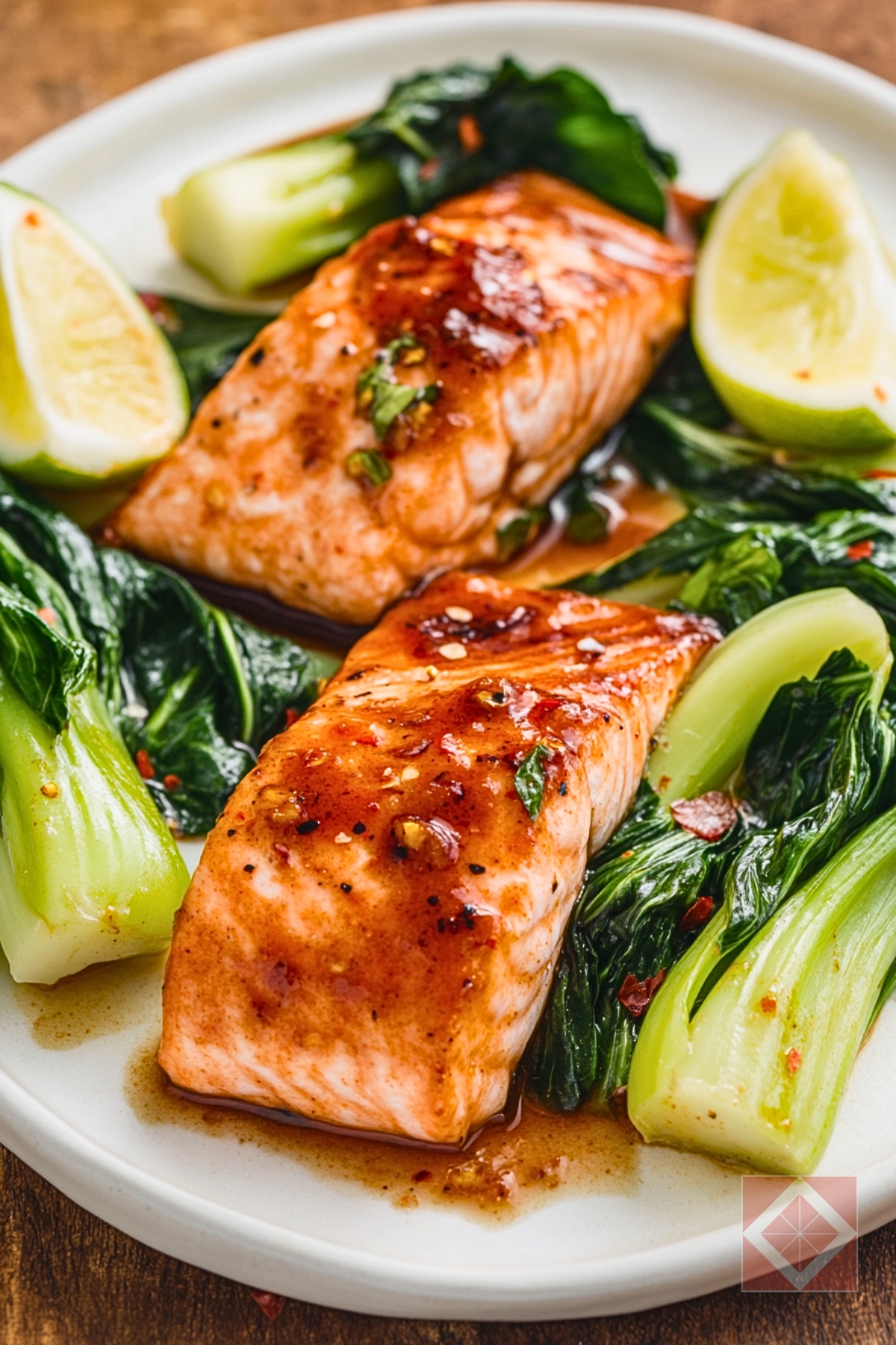 Spicy-Sweet Salmon Recipe for Two: Ready in 30 Minutes - Chili Glazed Salmon with Bok Choy pin 1 midia