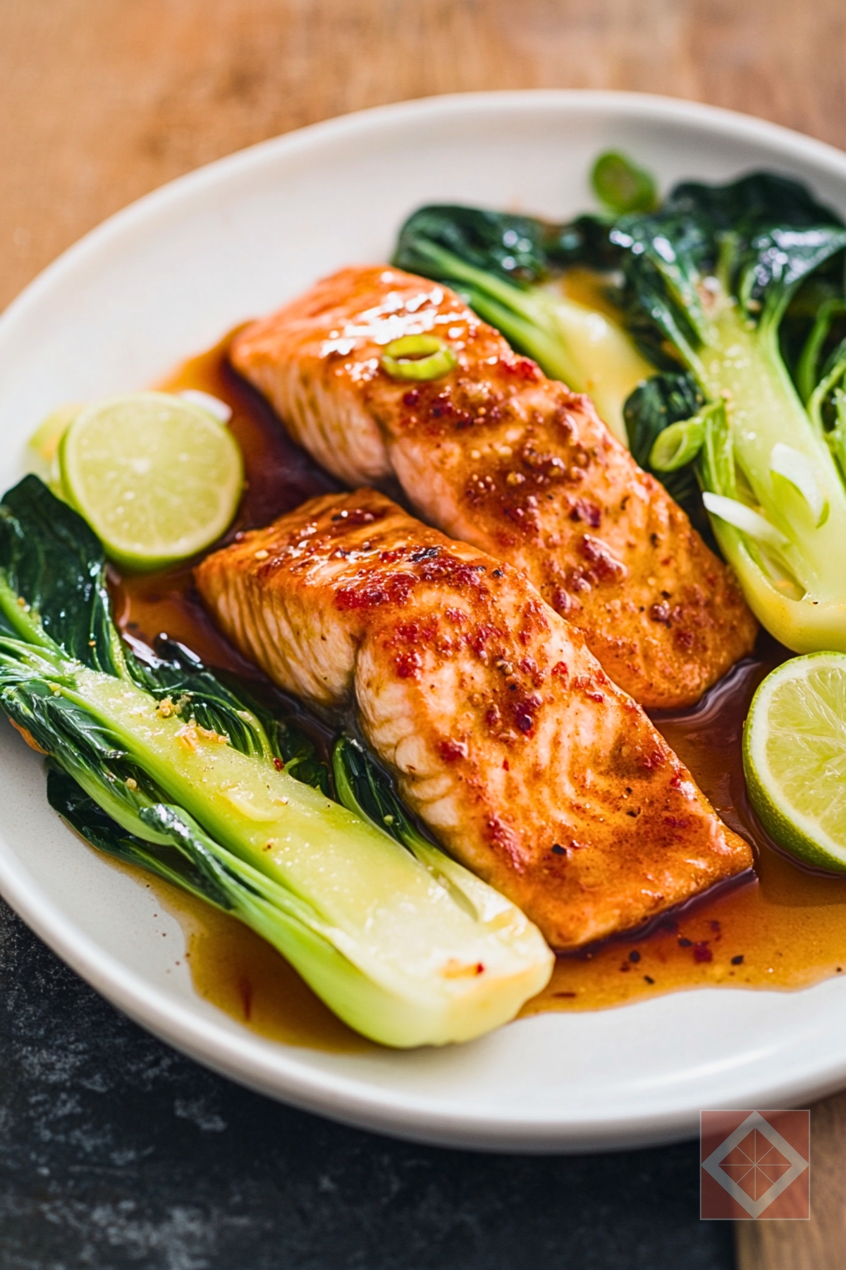 Spicy-Sweet Salmon Recipe for Two: Ready in 30 Minutes - Chili Glazed Salmon with Bok Choy pin 2 midia