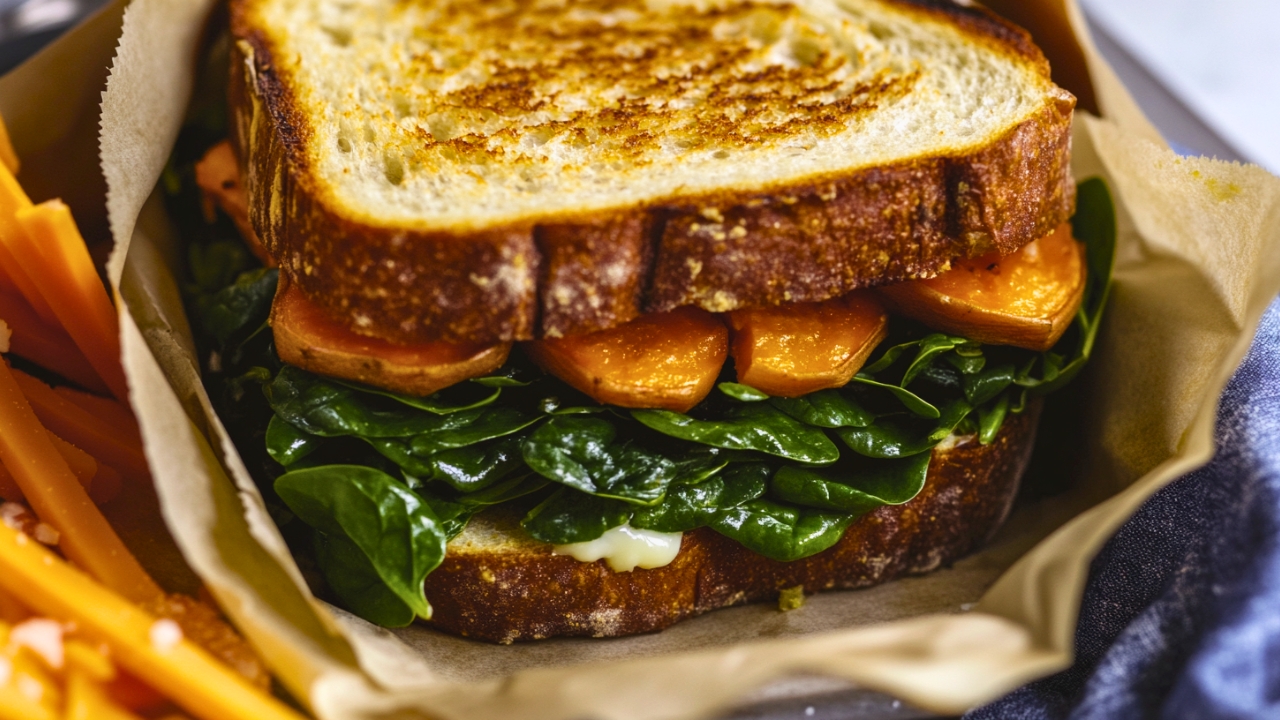 Garlicky Sweet Potato Spinach That Melts Just Right - Garlicky Sweet Potato Spinach Sandwiches midia