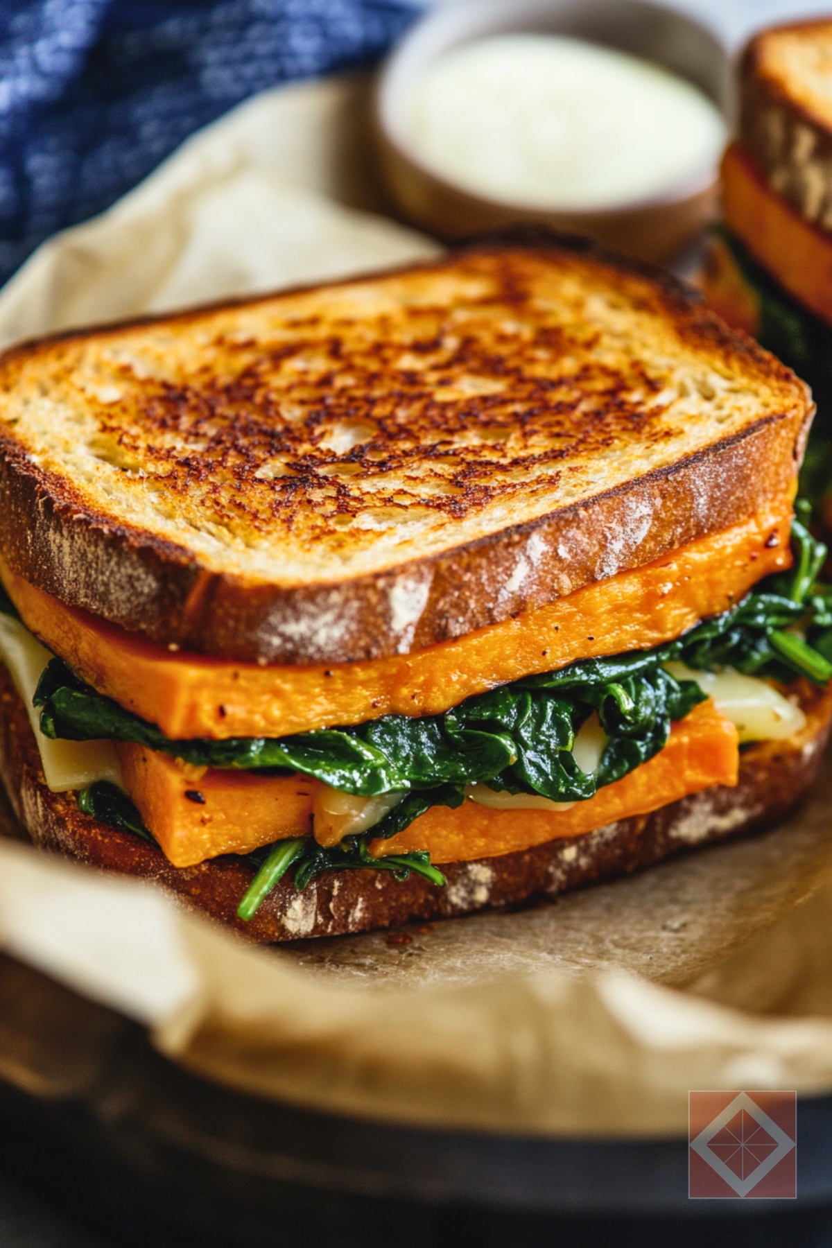 Garlicky Sweet Potato Spinach That Melts Just Right - Garlicky Sweet Potato Spinach Sandwiches pin 2 midia