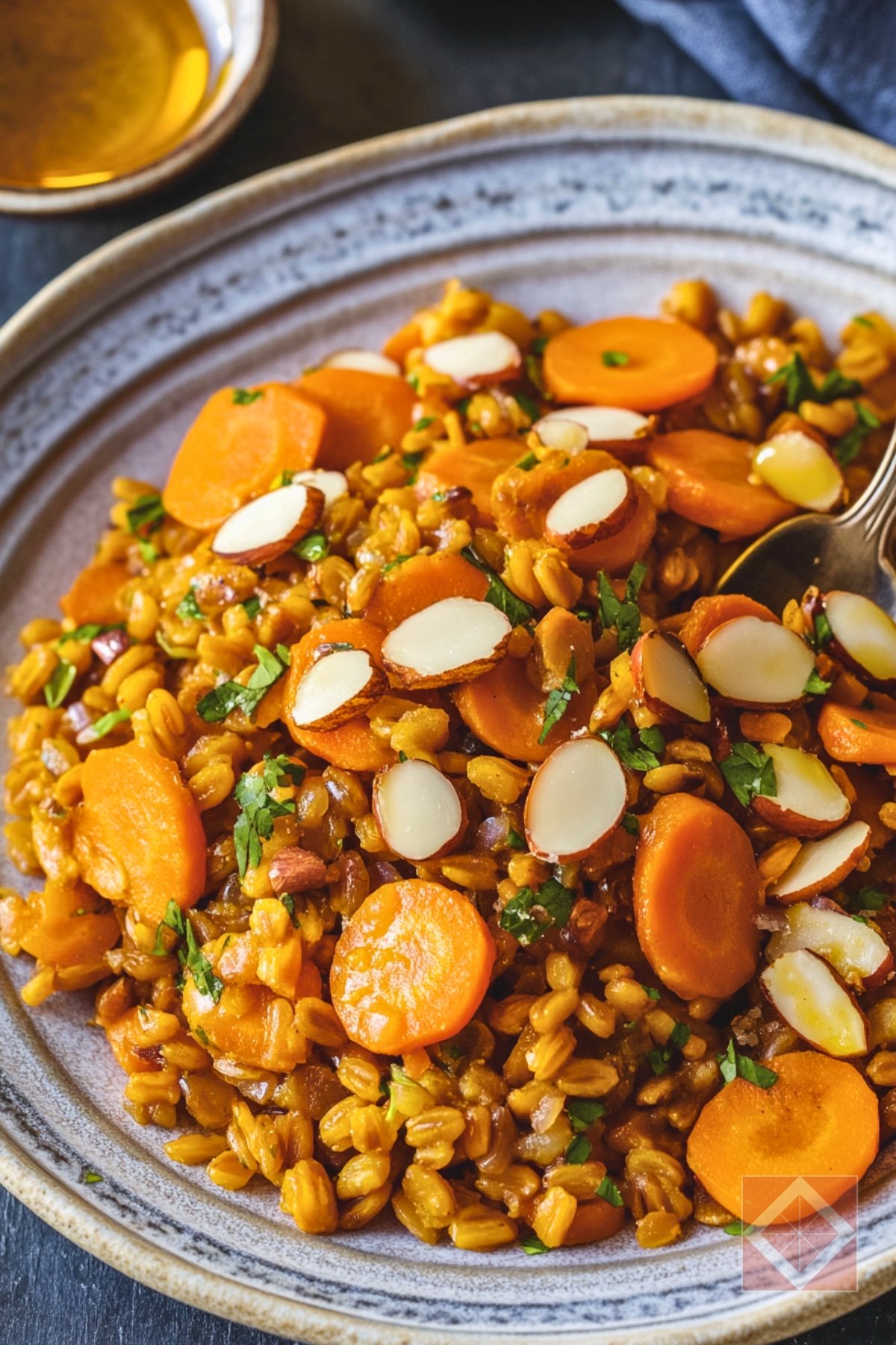 This Healthy Farro Recipe Is Way Too Good to Skip - Golden Carrots Farro pin 2 midia