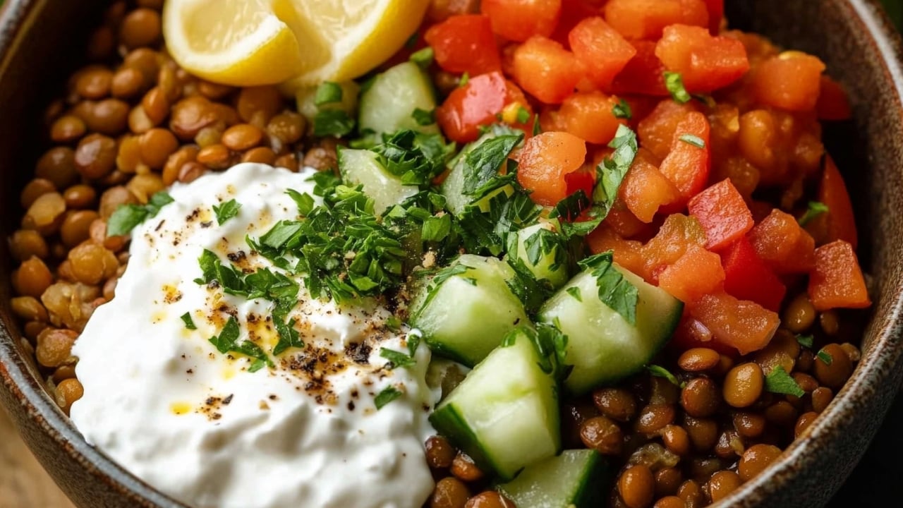 Feel-Full Lunch Idea Lentil Power Bowl with Cottage Cheese Recipe - Lentil Power Bowl with Cottage Cheese midia