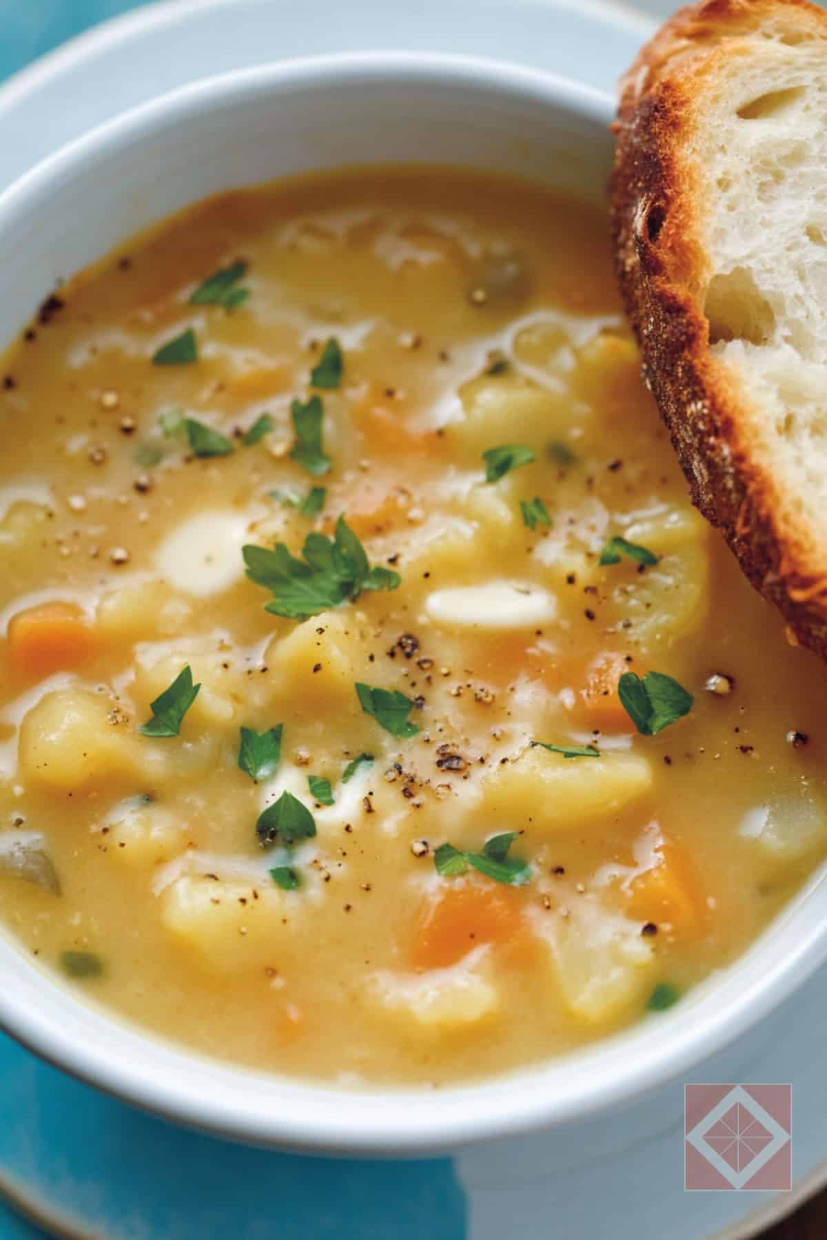 Loaded Baked Potato Bread Machine Recipe for Soup Nights - Potato Soup pin 1 midia