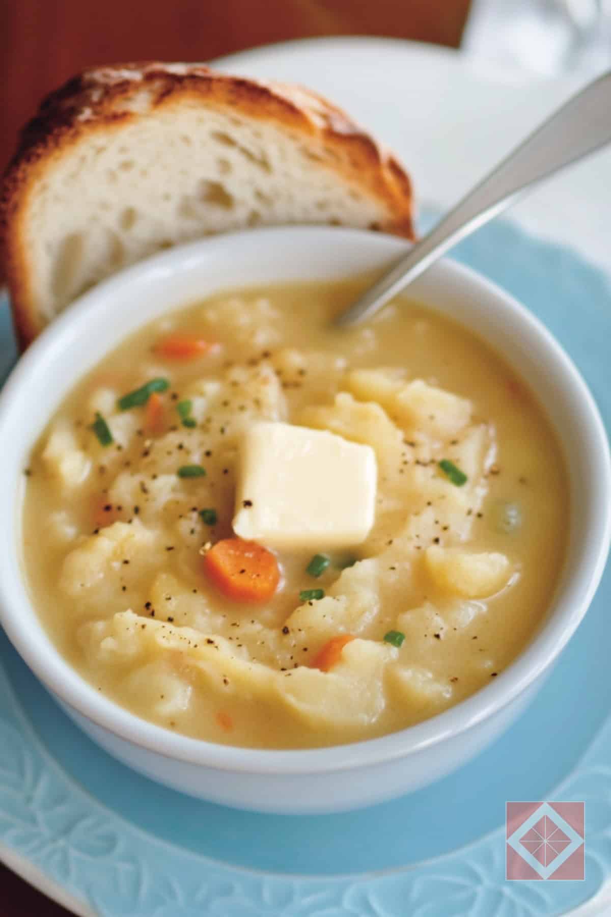 Loaded Baked Potato Bread Machine Recipe for Soup Nights - Potato Soup pin 2 midia