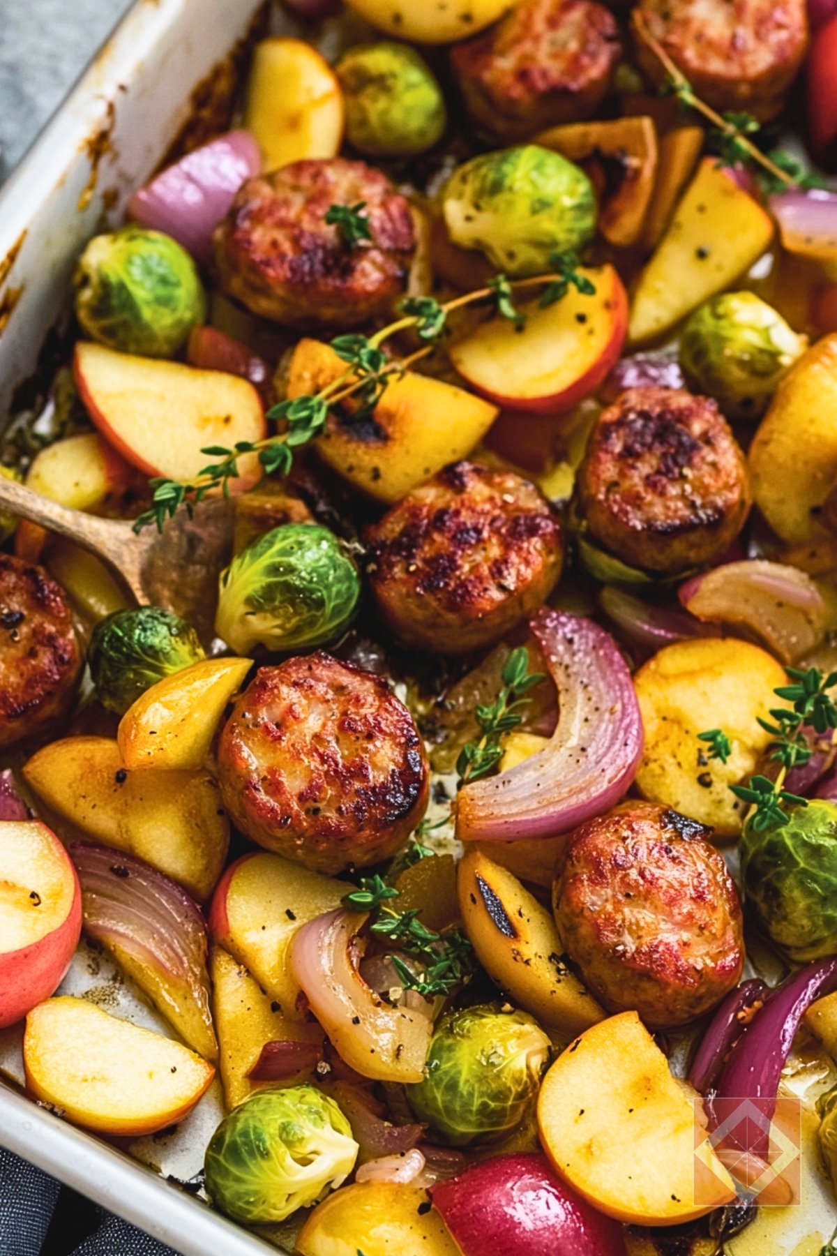Fall in a Pan: Sausages, Apples, & Crisp Veggies - Sheet Pan Sausages with Apples Fall Vegetables pin 1 midia